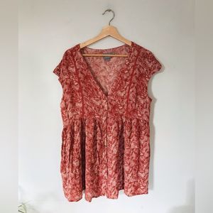 Anthropologie Red Floral Tunic Top